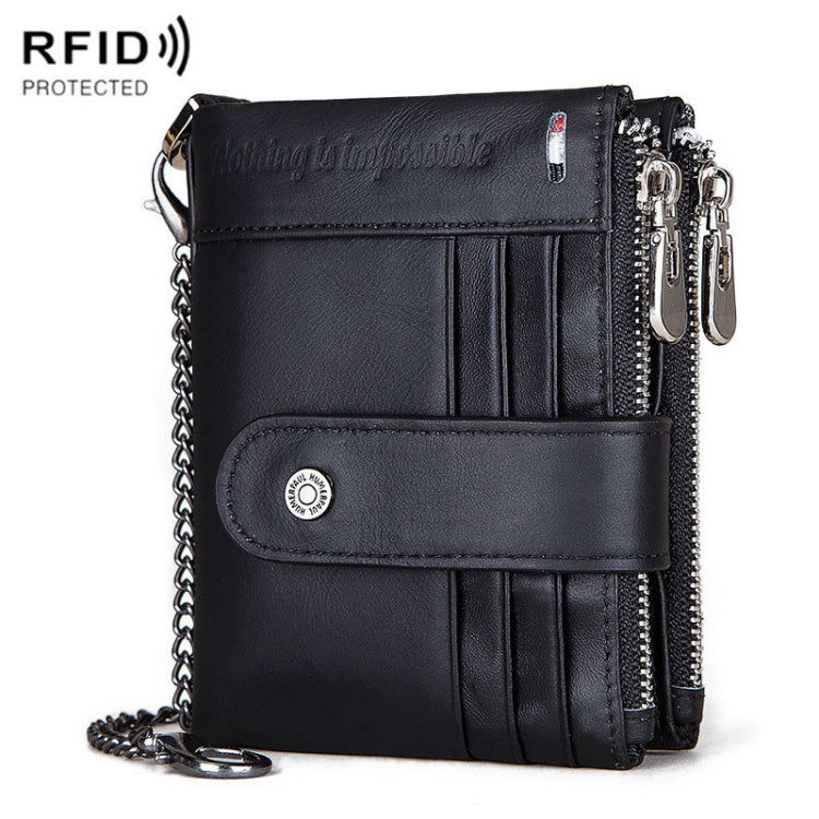 HUMERPAUL BP896 RFID Anti-Theft Brush Dual Zipper Leather Wallet Multi-Card Men Purse, BP896 Black, BP896 Dark Brown, BP896 Brown