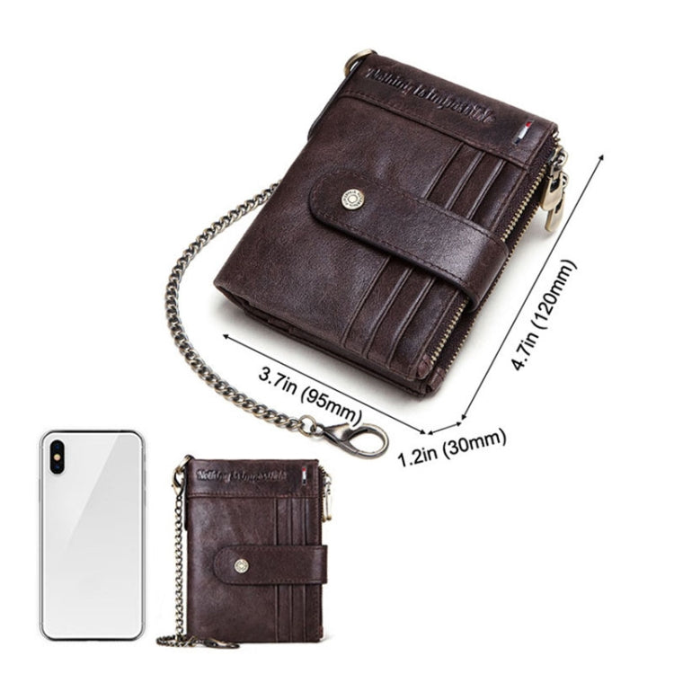 HUMERPAUL BP896 RFID Anti-Theft Brush Dual Zipper Leather Wallet Multi-Card Men Purse, BP896 Black, BP896 Dark Brown, BP896 Brown