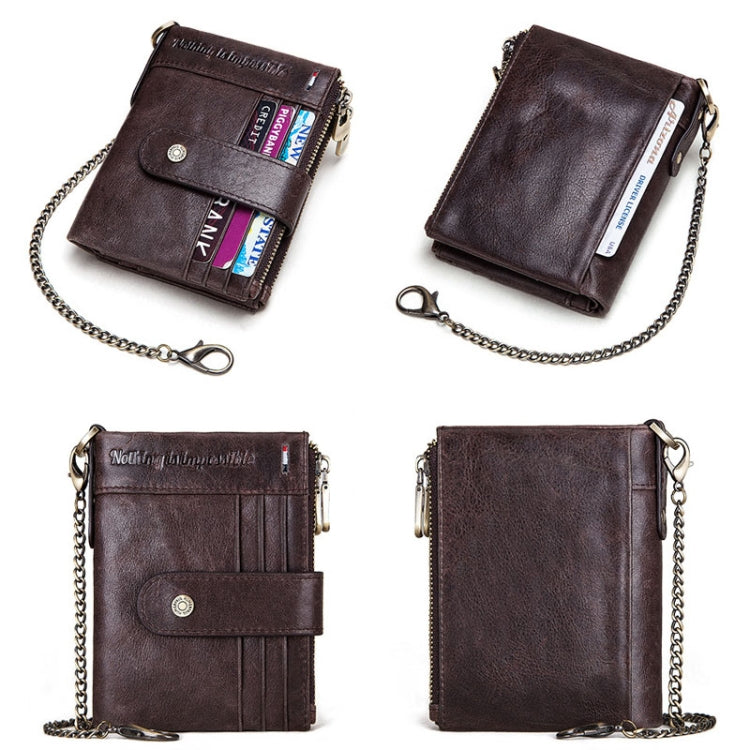 HUMERPAUL BP896 RFID Anti-Theft Brush Dual Zipper Leather Wallet Multi-Card Men Purse, BP896 Black, BP896 Dark Brown, BP896 Brown