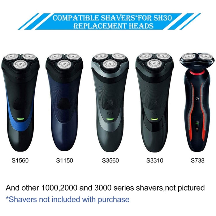 3pcs SH30 Razor Blade + Mesh Cover for Philips S1000 S2000 S3000 S4000, 3pcs SH30