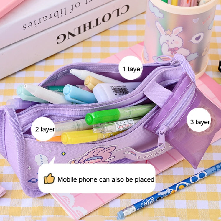 Cartoon Pencil Bag Large-capacity Primary School Stationery Bag With Handle, Light Pink, Deep Pink, Astronaut