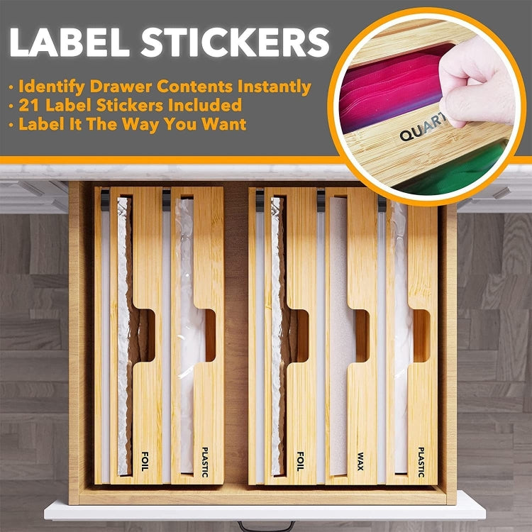 Aluminum Foil Wrap Dispenser Wood Storage Box for Kitchen Drawer,Style:, Two Slots, Three Slots