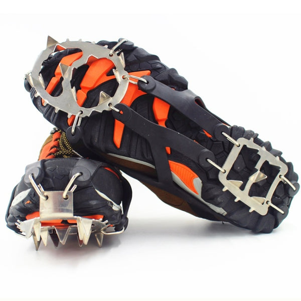 1 Pair  18 Large Spikes Crampons Outdoor Winter Walk Ice Fishing Snow Shoe Spikes,Size:, M Black, L Black, M Orange, L Orange