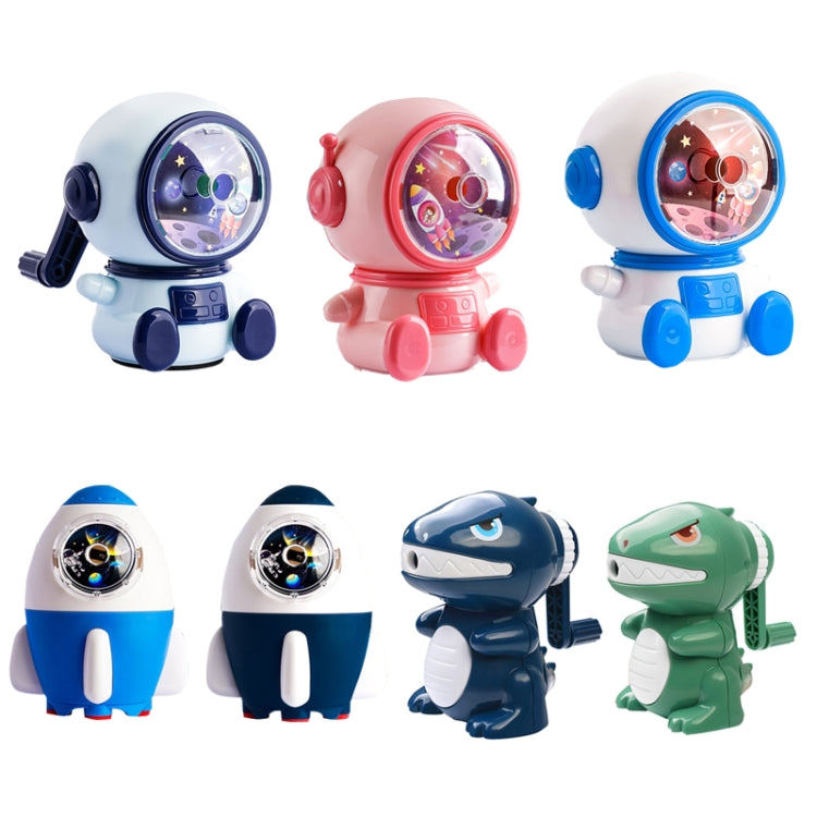 Cartoon Hand-cranked Automatic Pencil Sharpener, Style:, Astronaut (Dark Blue), Astronaut (Light Blue), Astronaut (Pink), Little Dinosaur (Dark Blue)
