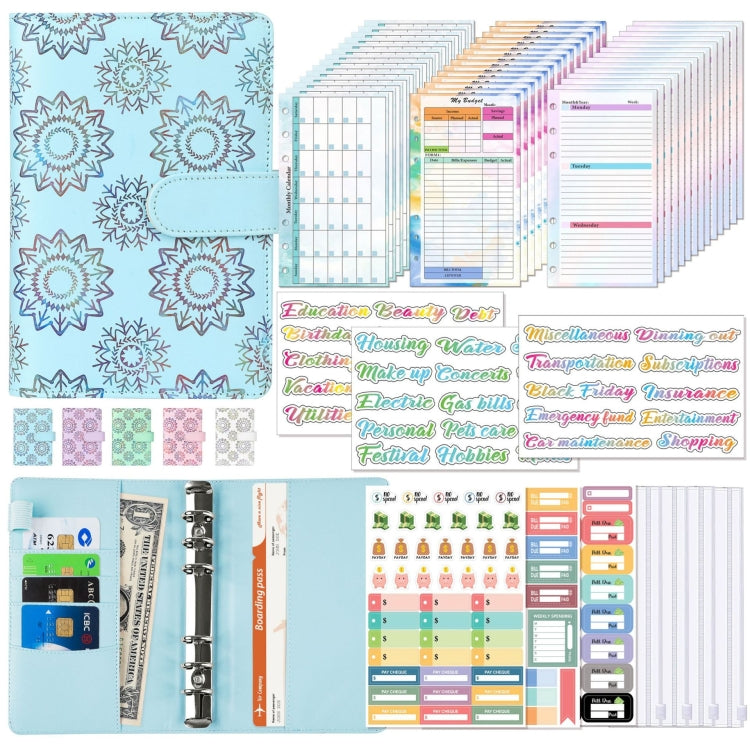 A6 Cash Budget Book Schedule Weekly Plan Monthly Plan Loose-leaf Notepad, White, Pink, Blue, Purple, Green