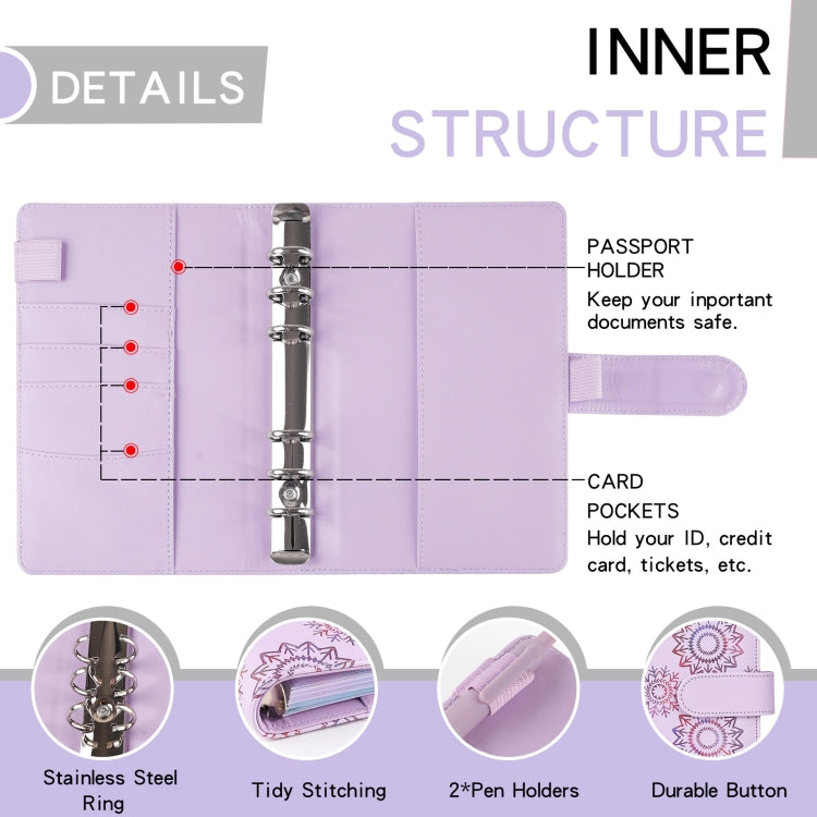 A6 Cash Budget Book Schedule Weekly Plan Monthly Plan Loose-leaf Notepad, White, Pink, Blue, Purple, Green