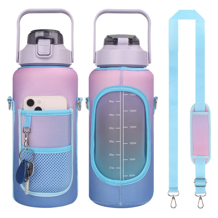 2L Gradient Color Water Bottle Cover Case Sleeve with Strap, Gradient Purple, Gradient Orange