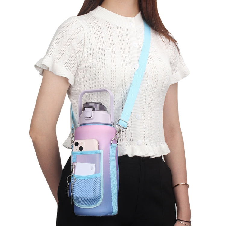 2L Gradient Color Water Bottle Cover Case Sleeve with Strap, Gradient Purple, Gradient Orange