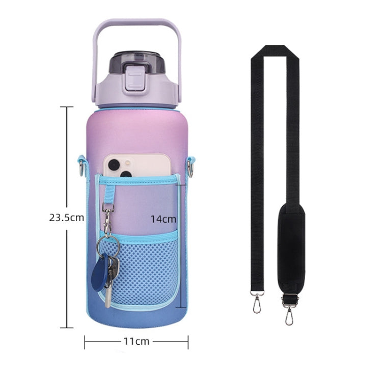 2L Gradient Color Water Bottle Cover Case Sleeve with Strap, Gradient Purple, Gradient Orange