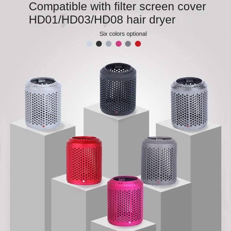 2 PCS Outer Cover Dust Filter for Dyson Hair Dryer HD01/HD03/HD08, Outer Filter Cover Black, Outer Filter Cover Gray, Outer Filter Cover Red, Outer Filter Cover Grey, Outer Filter Cover Silver, Outer Filter Cover Rose Red