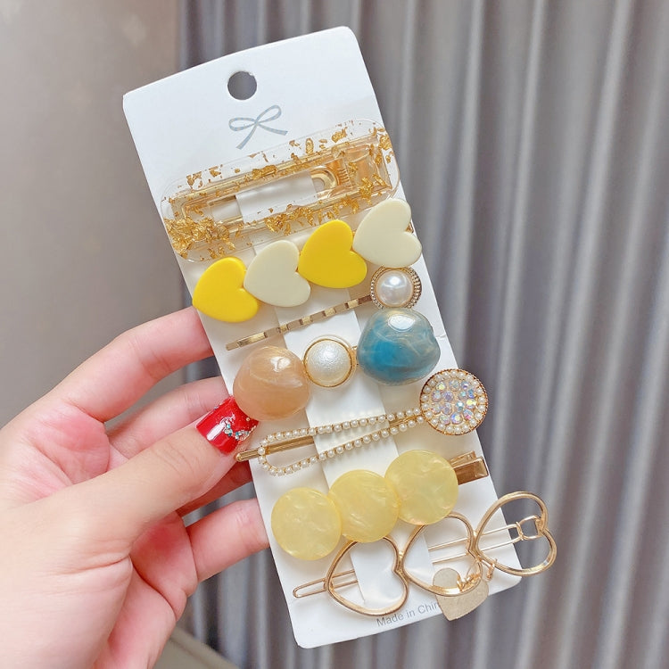 Alloy Colorful Hairpin Headgear Pearl Rhinestone Clip Set, 8PCS/Set Heavy Work, 8PCS/Set Cherry, 8PCS/Set Pink Cherry, 8PCS/Set Starfish, 7PCS/Set Mermaid, 4PCS/Set Light Blue, 6PCS/Set Purple, 6PCS/Set Fresh Green, 8PCS/Set Yellow, 7PCS/Set Yellow Hea...