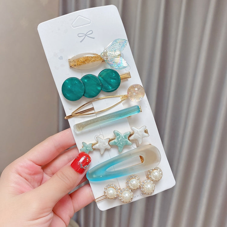 Alloy Colorful Hairpin Headgear Pearl Rhinestone Clip Set, 8PCS/Set Heavy Work, 8PCS/Set Cherry, 8PCS/Set Pink Cherry, 8PCS/Set Starfish, 7PCS/Set Mermaid, 4PCS/Set Light Blue, 6PCS/Set Purple, 6PCS/Set Fresh Green, 8PCS/Set Yellow, 7PCS/Set Yellow Hea...