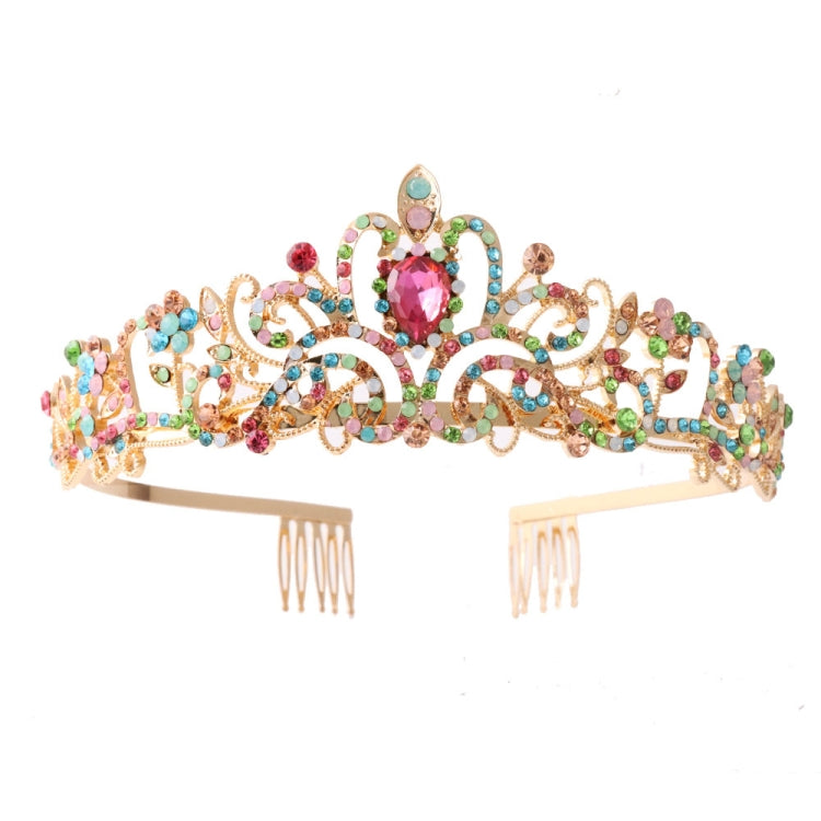 G2888 Crystal Diamond Wedding Party Braided Hair Crown Show Headband, Silver White, Silver, Gold, Rose Gold, AB Colorful, White+Pink, Pink, Blue, No Comb Rose Gold, No Comb Gold, Colorful Opal, Colorful, Purple Red Diamond, Light Purple, Light Green   ...