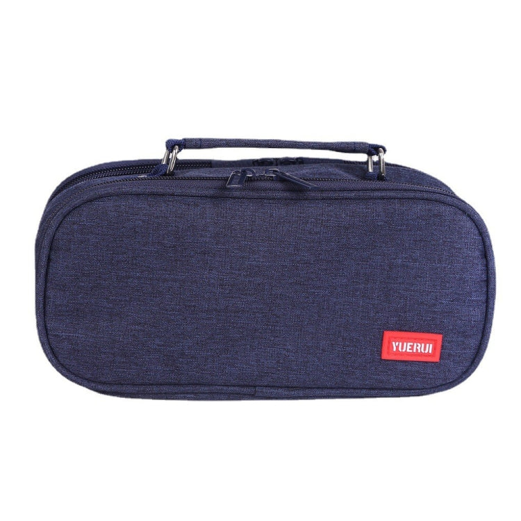 Large Capacity Multi-layer Portable Stationery Bag Canvas Pen Bag, Black, Green, Grey, Pink, Navy Blue, Blue