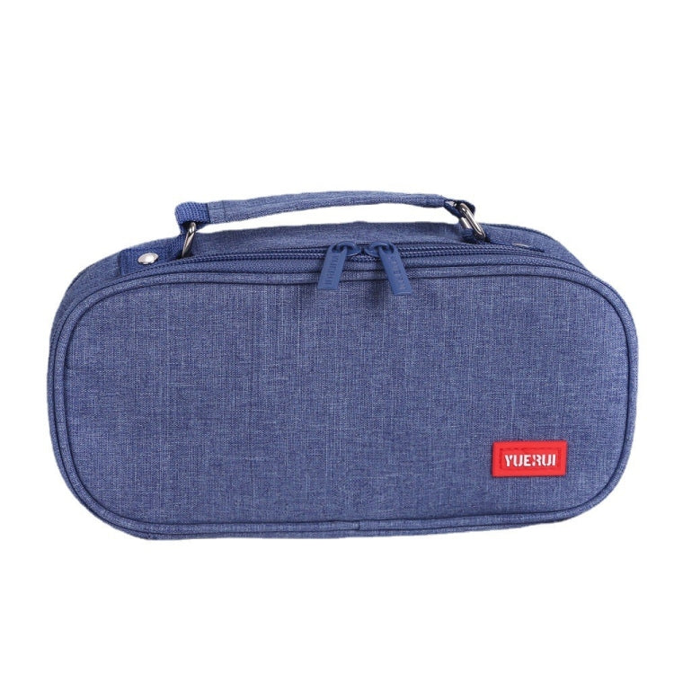 Large Capacity Multi-layer Portable Stationery Bag Canvas Pen Bag, Black, Green, Grey, Pink, Navy Blue, Blue