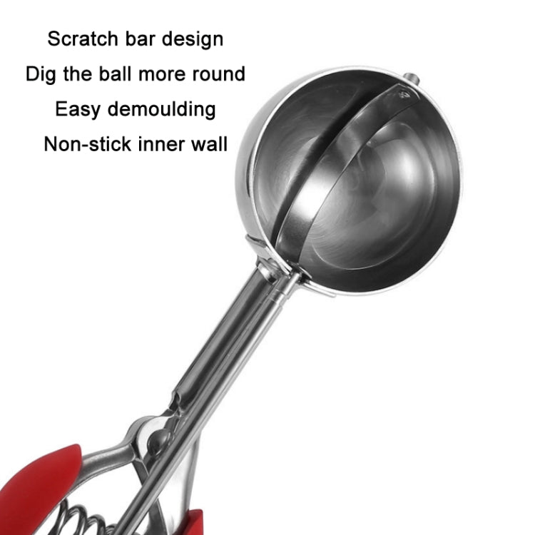 304 Stainless Steel Silicone Handle Ice Cream Scoop, Diameter, 4cm, 5cm, 6cm