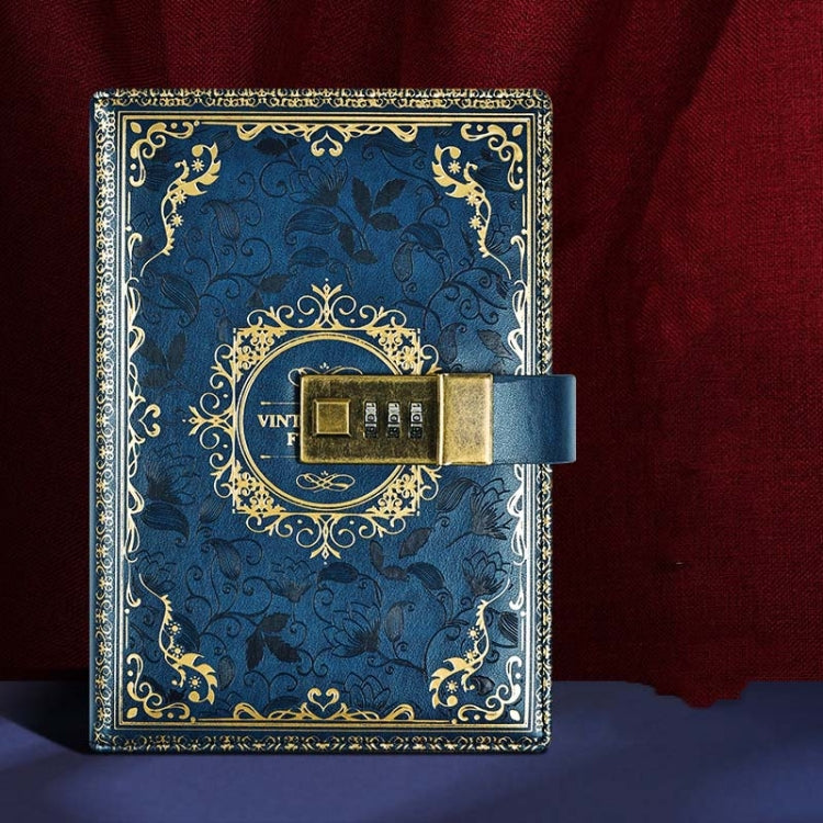 B6 PU Leather Retro Password Book With Lock Diary Hand Book, Blue, Purple, Wine Red, Brown, Green