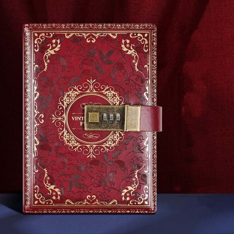 B6 PU Leather Retro Password Book With Lock Diary Hand Book, Blue, Purple, Wine Red, Brown, Green