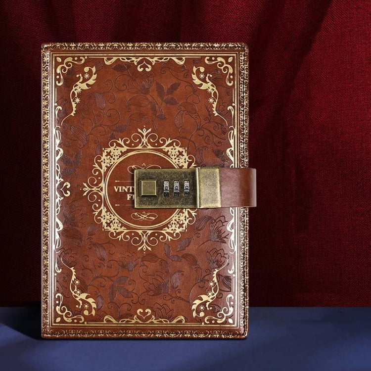 B6 PU Leather Retro Password Book With Lock Diary Hand Book, Blue, Purple, Wine Red, Brown, Green