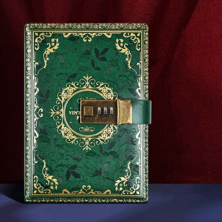 B6 PU Leather Retro Password Book With Lock Diary Hand Book, Blue, Purple, Wine Red, Brown, Green