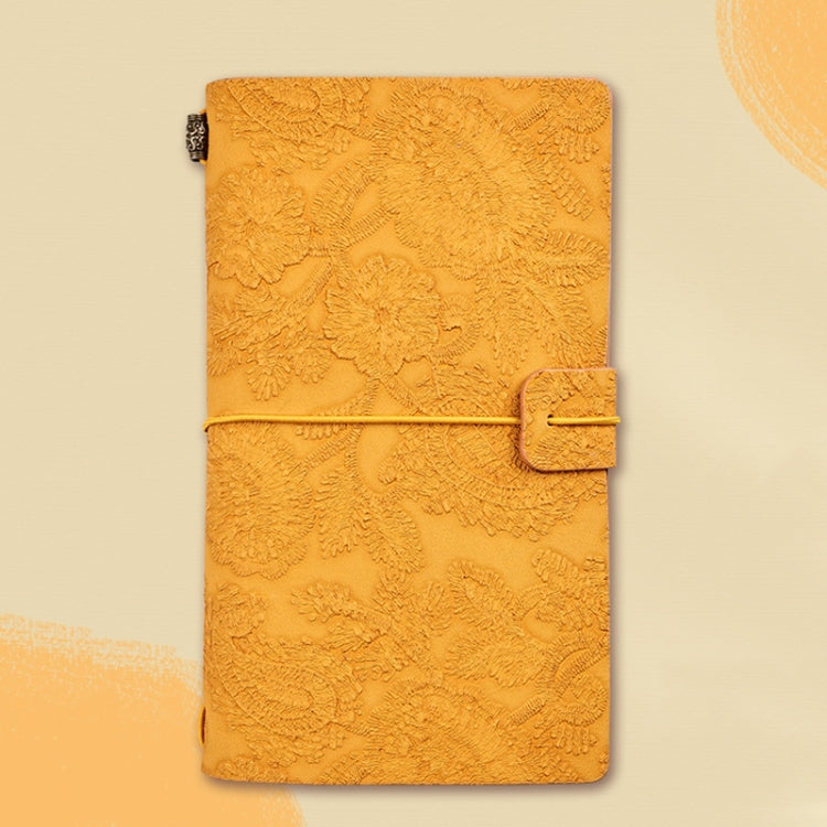 A6  Retro Lace Carved Girls Hand Ledger Diary With 3 Separate Inner Pages, Dark Green, Pink, Bright Orange, Oats, Beige