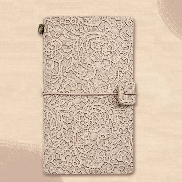 A6  Retro Lace Carved Girls Hand Ledger Diary With 3 Separate Inner Pages, Dark Green, Pink, Bright Orange, Oats, Beige