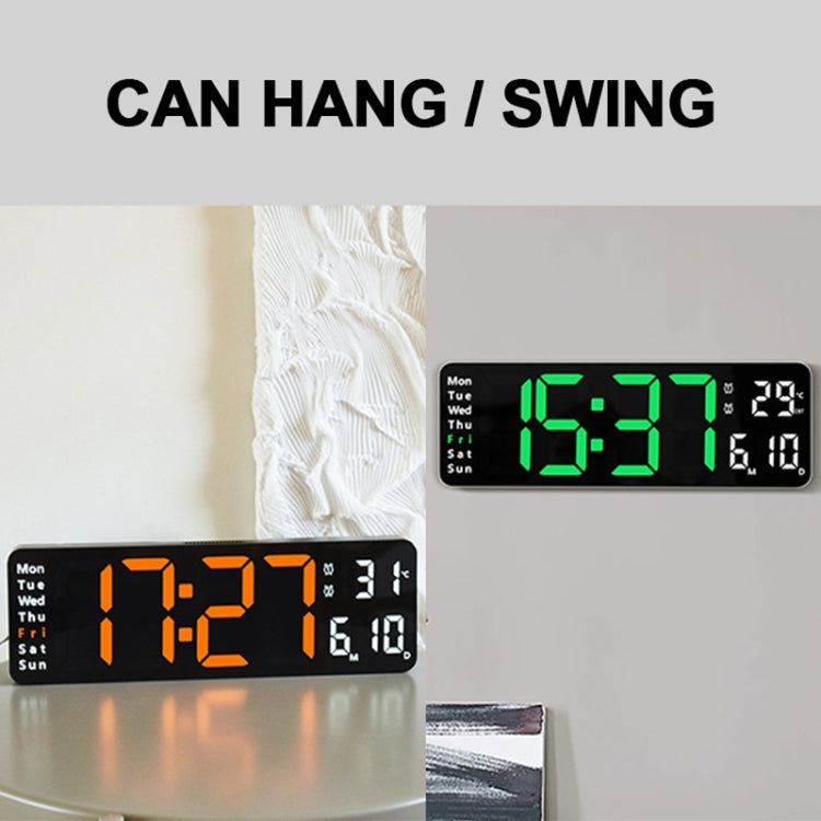 6629 13 Inch Multifunctional LED Living Room Large Screen Wall Clock, 13 Inch Black Shell Orange Light, 13 Inch Black Shell Green Light, 13 Inch Black Shell Red Light, 13 Inch White Shell Orange Light, 13 Inch White Shell Green Light                   ...