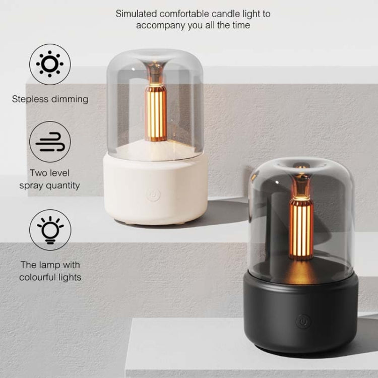 120ML Simulated Candlelight Aroma Diffuser USB Home Atmosphere Night Light Humidifier, DQ702 (Black), DQ702 (Beige), DQ702 (Pink)