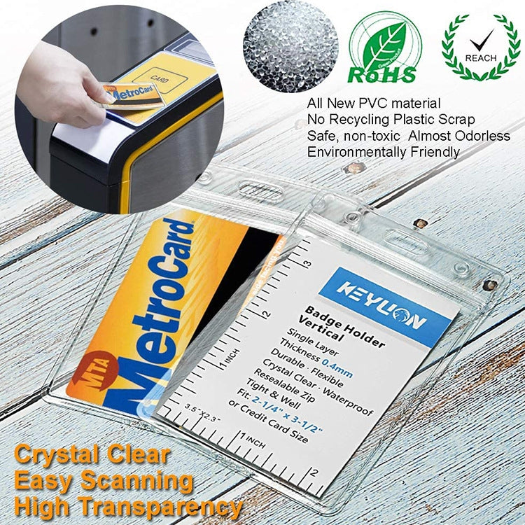 20 PCS Transparent PVC Vertical Plastic Card Sleeves Waterproof ID Card Sleeves Badges, ID Card Sleeves Badges