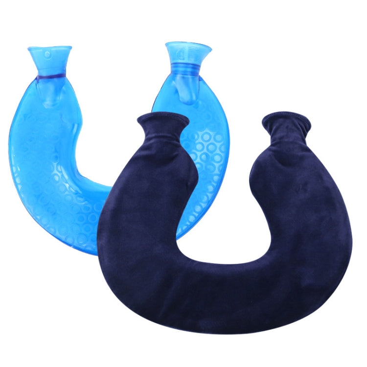 U-shaped PVC Hot Compress Shoulder And Neck Explosion-proof Water Injection Hot Water Bag, Blue + Gray Crystal, Blue + Navy Crystal, Blue + Green Snowflake Knitted, Blue + Gray Knitted, Blue + Cyan Knitted, Blue Light Cyan Knitted                      ...