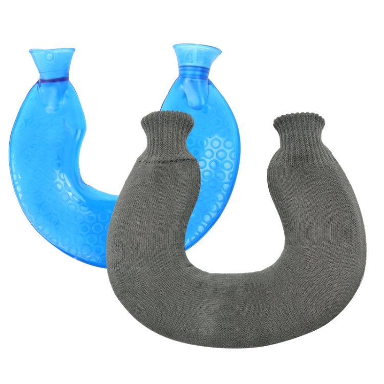U-shaped PVC Hot Compress Shoulder And Neck Explosion-proof Water Injection Hot Water Bag, Blue + Gray Crystal, Blue + Navy Crystal, Blue + Green Snowflake Knitted, Blue + Gray Knitted, Blue + Cyan Knitted, Blue Light Cyan Knitted                      ...