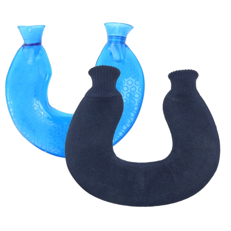 U-shaped PVC Hot Compress Shoulder And Neck Explosion-proof Water Injection Hot Water Bag, Blue + Gray Crystal, Blue + Navy Crystal, Blue + Green Snowflake Knitted, Blue + Gray Knitted, Blue + Cyan Knitted, Blue Light Cyan Knitted                      ...