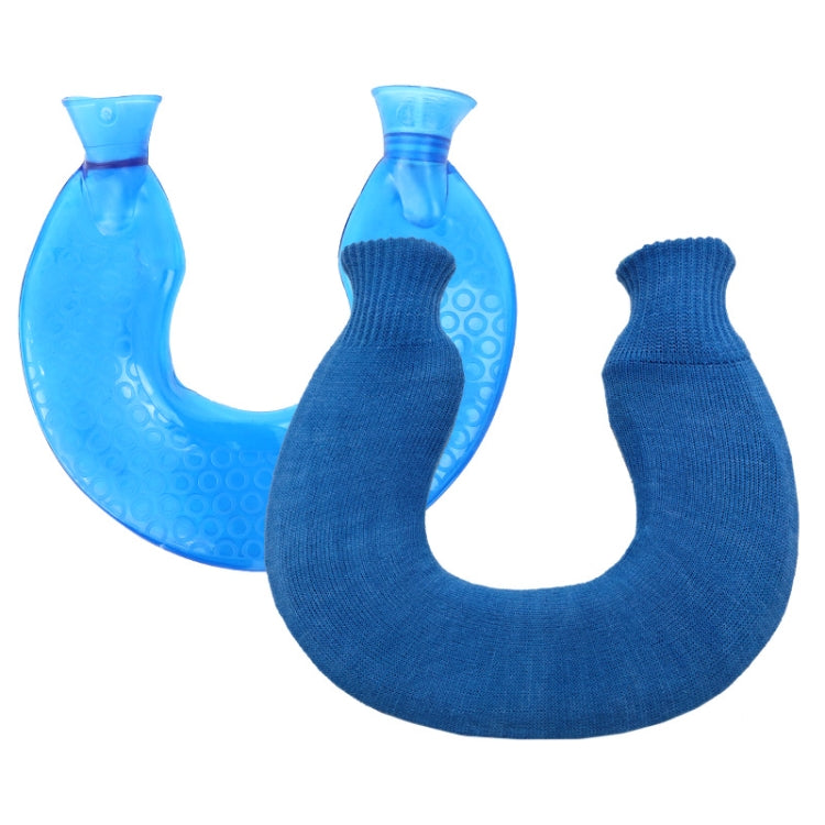 U-shaped PVC Hot Compress Shoulder And Neck Explosion-proof Water Injection Hot Water Bag, Blue + Gray Crystal, Blue + Navy Crystal, Blue + Green Snowflake Knitted, Blue + Gray Knitted, Blue + Cyan Knitted, Blue Light Cyan Knitted                      ...
