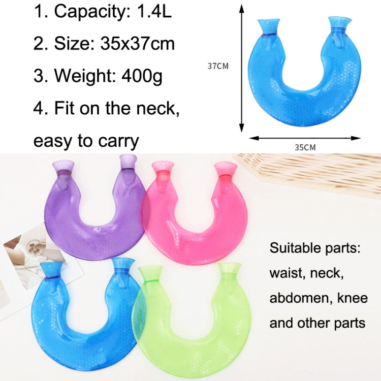 U-shaped PVC Hot Compress Shoulder And Neck Explosion-proof Water Injection Hot Water Bag, Blue + Gray Crystal, Blue + Navy Crystal, Blue + Green Snowflake Knitted, Blue + Gray Knitted, Blue + Cyan Knitted, Blue Light Cyan Knitted                      ...