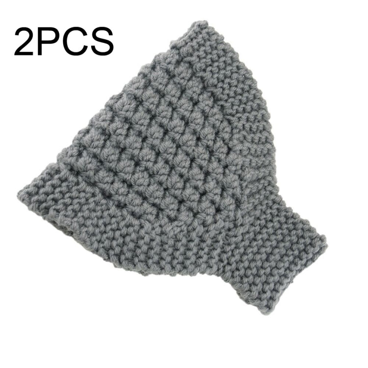 2 PCS Knitted Headband Warm Ear Protection Widened Head Cover Hair Accessories, Creamy-white, Dark Gray, Light Grey, Black, Red, Pink, Khaki, Cream Color