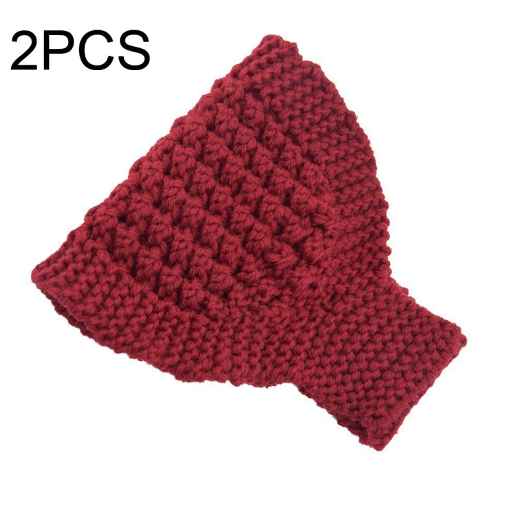 2 PCS Knitted Headband Warm Ear Protection Widened Head Cover Hair Accessories, Creamy-white, Dark Gray, Light Grey, Black, Red, Pink, Khaki, Cream Color