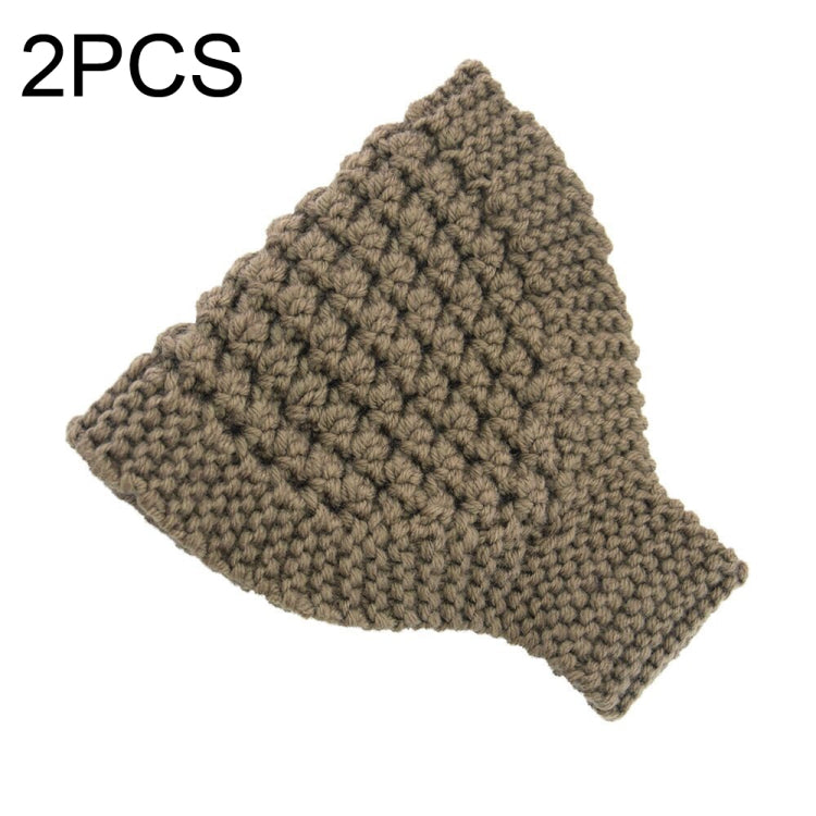 2 PCS Knitted Headband Warm Ear Protection Widened Head Cover Hair Accessories, Creamy-white, Dark Gray, Light Grey, Black, Red, Pink, Khaki, Cream Color