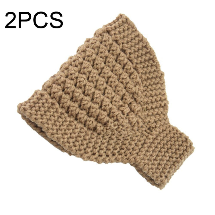 2 PCS Knitted Headband Warm Ear Protection Widened Head Cover Hair Accessories, Creamy-white, Dark Gray, Light Grey, Black, Red, Pink, Khaki, Cream Color