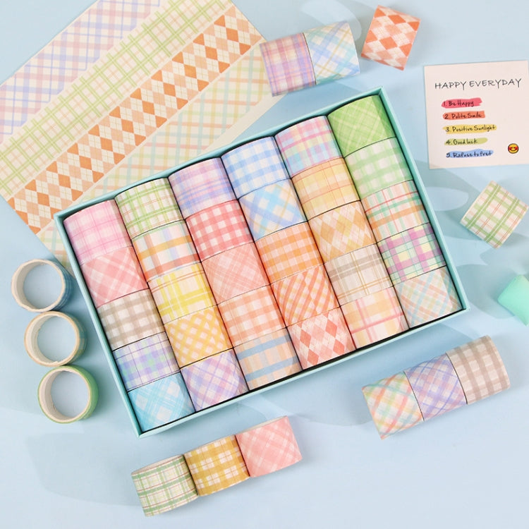 Small Fresh Lattice Salt Series Hand Account Tape Set, 60 Rolls 1.5cm x 2m, 30 Rolls 3cm x 2m