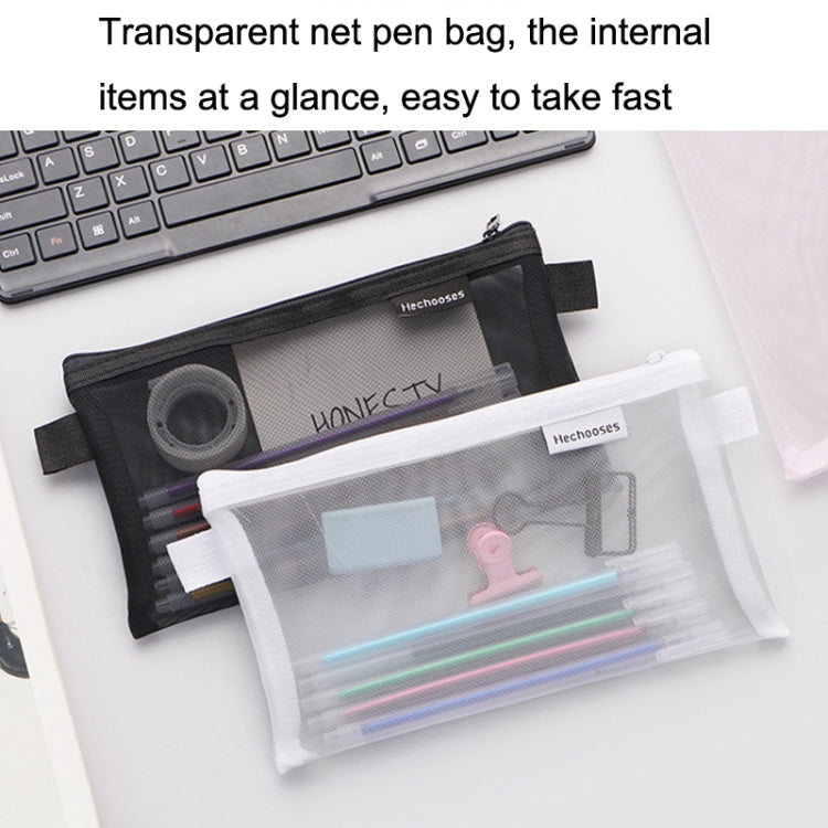 Hechooses D033 Transparent Mesh Exam Portable Pen Bag, Style:, Square (Black), Square (White), Square (Gray), Square (Pink), Square (Blue), Square (Green), Triangle (Black), Triangle (White), Triangle (Gray), Triangle (Pink), Triangle (Blue)           ...