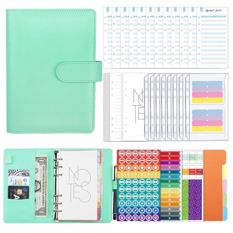 A6 Macaron PU Leather Loose-leaf Notebook Cash Budget Handbook, XJYS-010 Green, XJYS-010  Blue, XJYS-010  Pink, XJYS-010  Purple, XJYS-010 Yellow, XJYS-010 Black