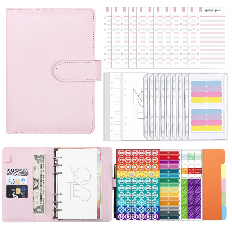 A6 Macaron PU Leather Loose-leaf Notebook Cash Budget Handbook, XJYS-010 Green, XJYS-010  Blue, XJYS-010  Pink, XJYS-010  Purple, XJYS-010 Yellow, XJYS-010 Black