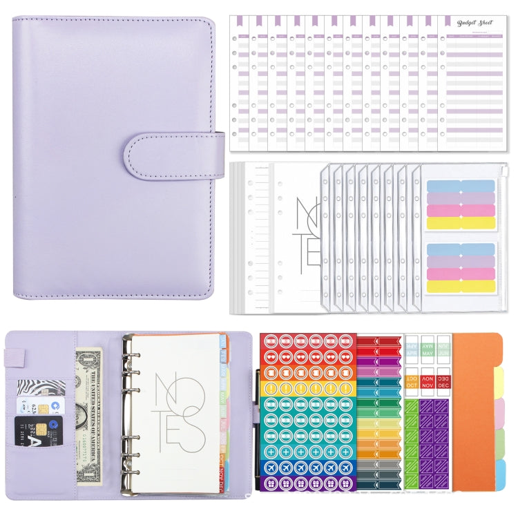 A6 Macaron PU Leather Loose-leaf Notebook Cash Budget Handbook, XJYS-010 Green, XJYS-010  Blue, XJYS-010  Pink, XJYS-010  Purple, XJYS-010 Yellow, XJYS-010 Black