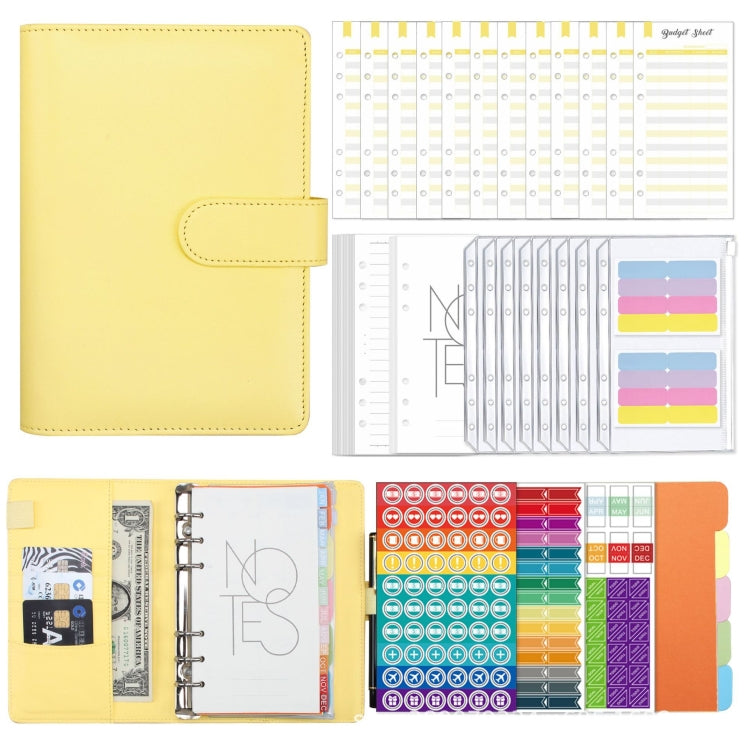 A6 Macaron PU Leather Loose-leaf Notebook Cash Budget Handbook, XJYS-010 Green, XJYS-010  Blue, XJYS-010  Pink, XJYS-010  Purple, XJYS-010 Yellow, XJYS-010 Black