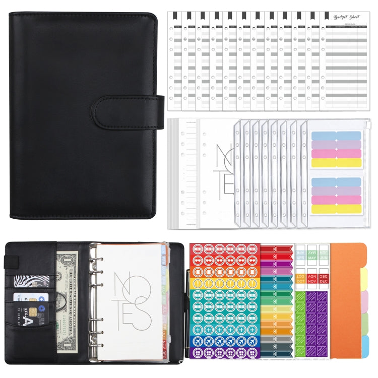 A6 Macaron PU Leather Loose-leaf Notebook Cash Budget Handbook, XJYS-010 Green, XJYS-010  Blue, XJYS-010  Pink, XJYS-010  Purple, XJYS-010 Yellow, XJYS-010 Black