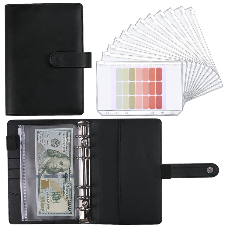 A5 Macaron Notebook PU Loose-leaf Cash Budget Handbook, Gray, Pink, Yellow, Blue, Green, Black