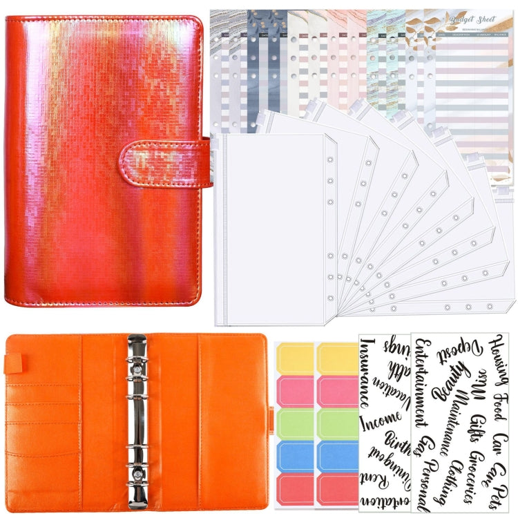 A6 Illusion Magic Square Loose-leaf PU Notebook Cash Budget Book, White, Black, Pink, Purple, Orange, Blue, Green, Milk Tea