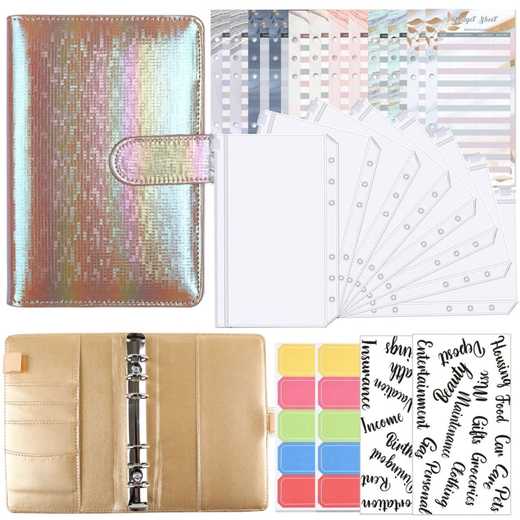 A6 Illusion Magic Square Loose-leaf PU Notebook Cash Budget Book, White, Black, Pink, Purple, Orange, Blue, Green, Milk Tea