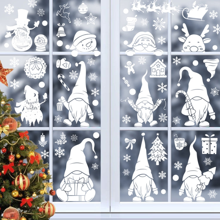 Christmas Static Glass Window Decoration Background Decorative Stickers, Dwarf, White Midget, Santa Claus+ Penguins, Santa Claus, White Santa Claus, Snowman, Ghost Elf