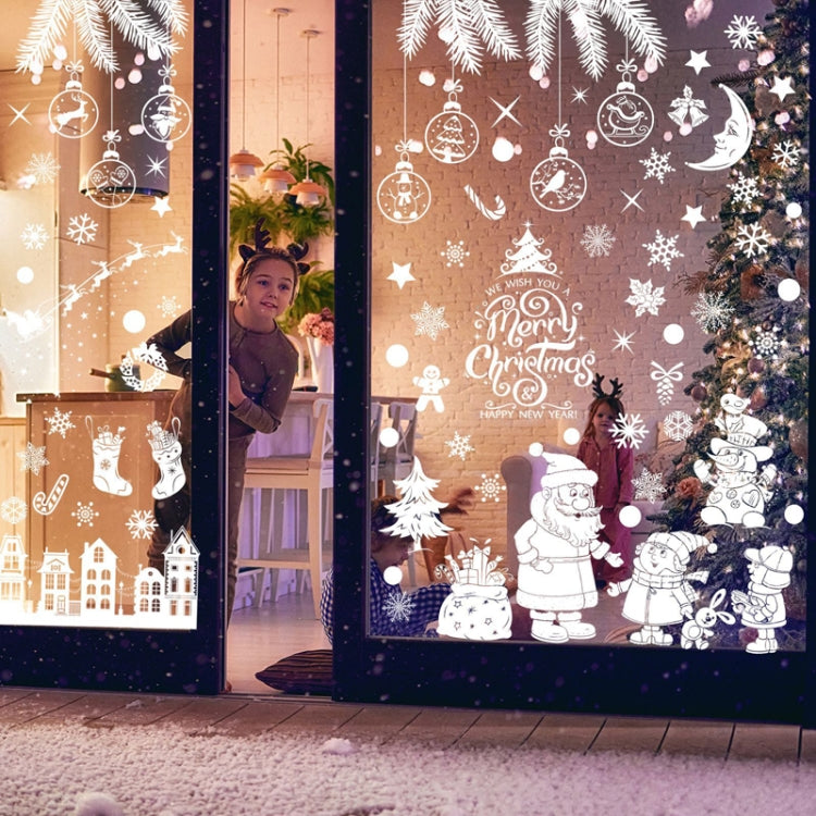 Christmas Static Glass Window Decoration Background Decorative Stickers, Dwarf, White Midget, Santa Claus+ Penguins, Santa Claus, White Santa Claus, Snowman, Ghost Elf
